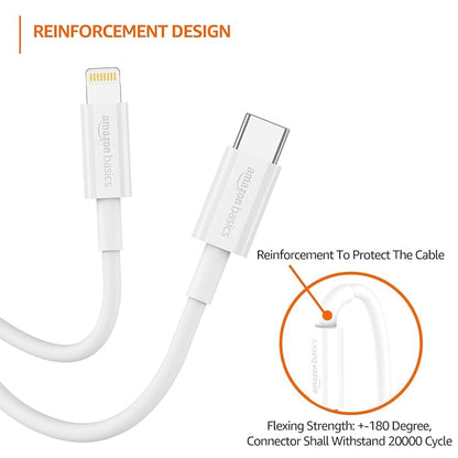 AmazonBasics Tpe Type-C To Lightning Cable | 20W Fast Charging, 480Mbps Data Transfer Speed | Compatible With Iphone, Ipad Air, Pro, Mini, Ipad | 1 Meter (White)