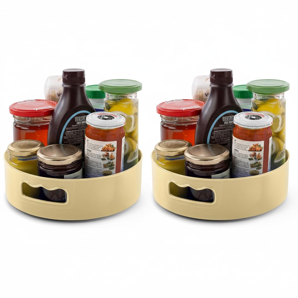 KITCHEN ESSENTIALS COMBO (Clazkit Plastic Portable Toothbrush (Pack of 2) & HomeWiz Multi-Purpose 360° Rotating Organizer Tray (Pack of 2)