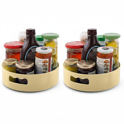 KITCHEN ESSENTIALS COMBO (Clazkit Plastic Portable Toothbrush (Pack of 2) & HomeWiz Multi-Purpose 360° Rotating Organizer Tray (Pack of 2)