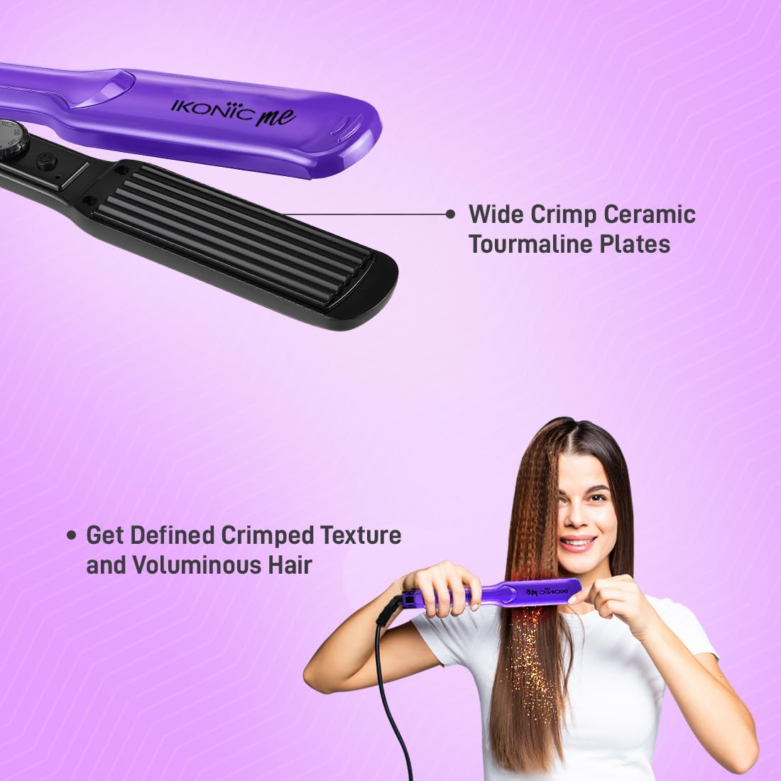 IKONIC Crimp & Style Hair Crimper, Purple