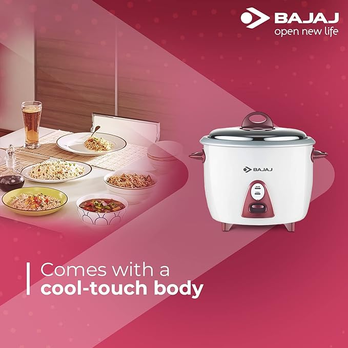 Bajaj Majesty New RCX 3 350-Watt Multifunction Rice Cooker (White/Pink)