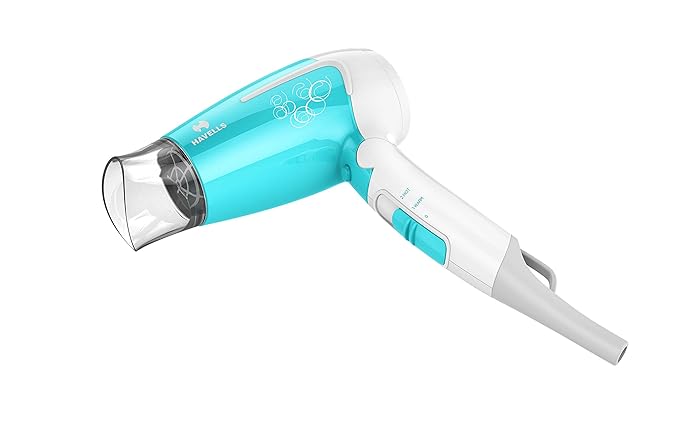 Havells 1200W Foldable Hair Dryer; 3 Heat Settings with Cool Shot (Hot/Cool/ Warm), Heat Balance Technology | Cool Turquoise | Your perfect Blow dry companion for Effortless Hair Styling | HD3151