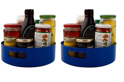 KITCHEN ESSENTIALS COMBO (Clazkit Plastic Portable Toothbrush (Pack of 2) & HomeWiz Multi-Purpose 360° Rotating Organizer Tray (Pack of 2)