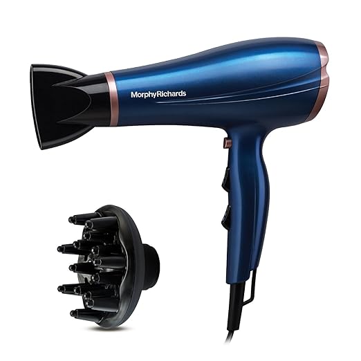 Morphy Richards Stylist Care Hd192Dc 1900W Hair Dryer|3-Speed 2-Heat Settings|Frizzfree, Shiny Hair|Hair Dryer with Diffuser, Detachable Concentrator| 2-Yr Warranty| 1900 Watt|Blue & Rose Gold