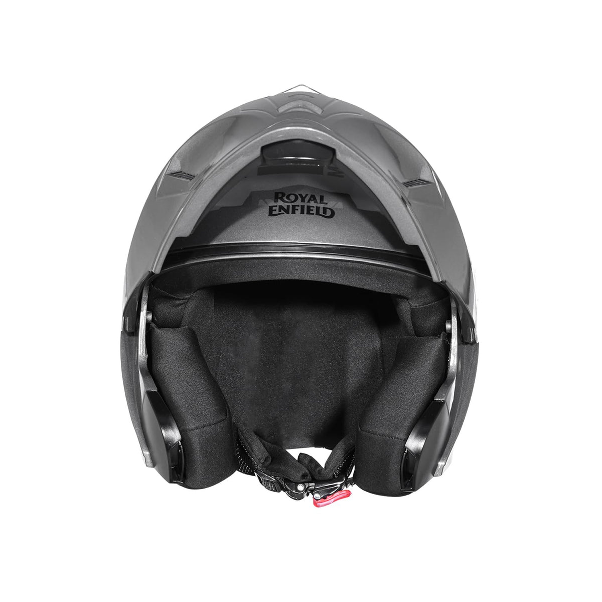 Royal Enfield Mod Adroit MLG Modular Face helmet | Certification: ISI | Impact Protection: High-density EPS liner | Polycarbonate Visor | Micrometric lock | BLACK M