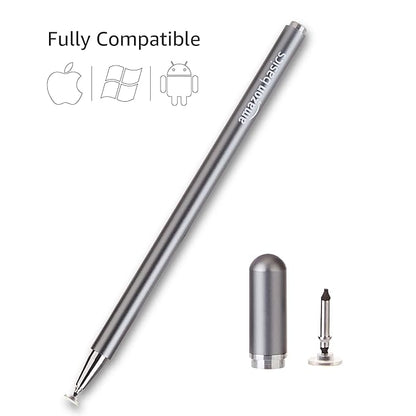 Amazon Basics Capacitive Stylus Pen for iOS&Android Touchscreen Devices,Fine Point Disc Tip,Lightweight Metal Body with Magnetic Cover,(Grey) Tablet