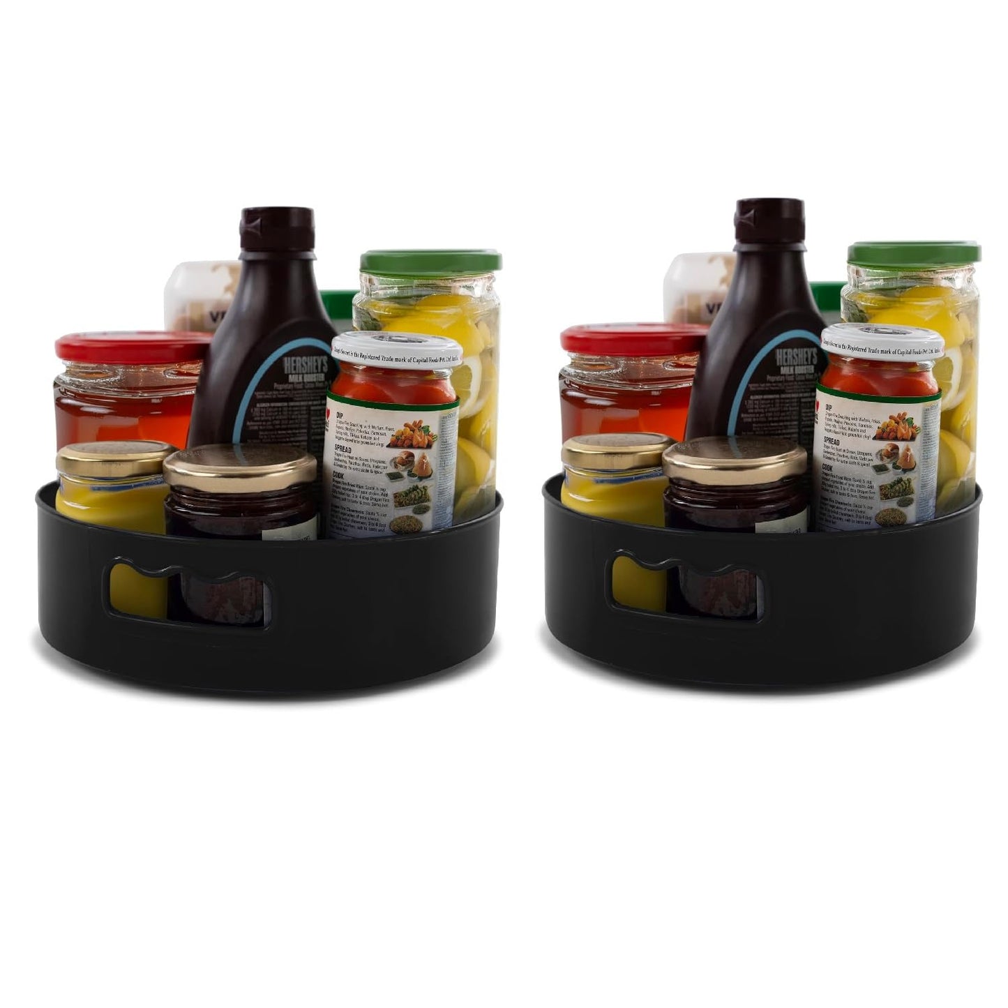 KITCHEN ESSENTIALS COMBO (Clazkit Plastic Portable Toothbrush (Pack of 2) & HomeWiz Multi-Purpose 360° Rotating Organizer Tray (Pack of 2)