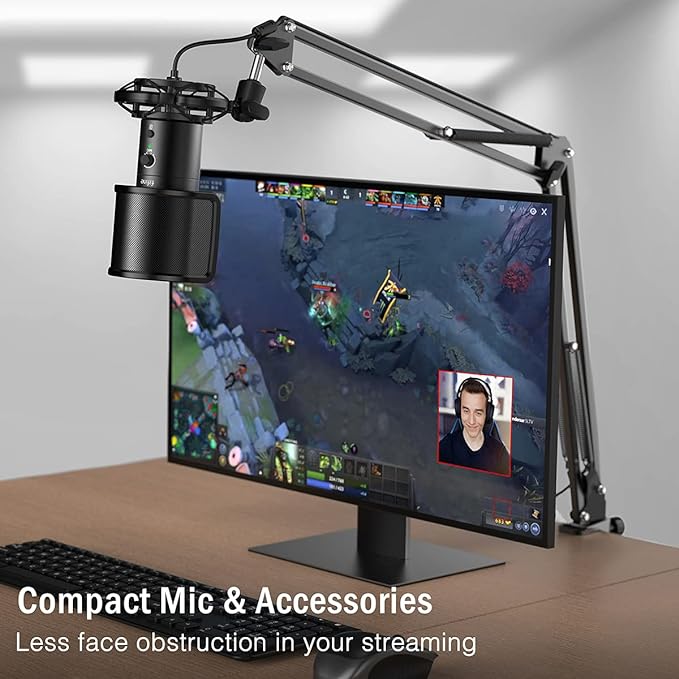 FIFINE USB Gaming Streaming Microphone Kit for PC Computer, Condenser Mic Set with Arm Stand Mute Button & Gain, Mic Studio Bundle for Podcast Recording Twitch Discord YouTube Zoom, USB C & A -T683