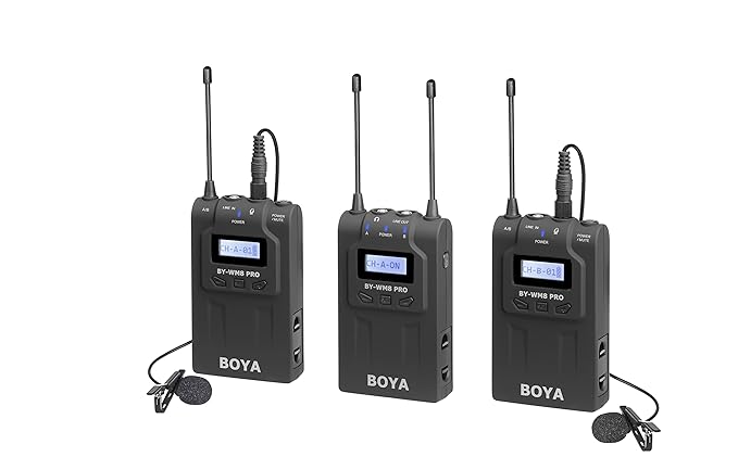 Boya by-WM8 Pro-K2 UHF Omnidirectional Dual-Channel Wireless Microphone System with One Receiver and Two Transmitter (Black)