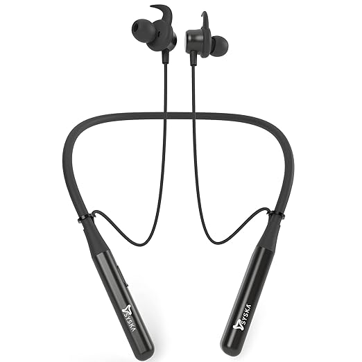 SYSKA Pace X1 Bluetooth Earphone with Clear Hd Sound Magnetic Earbuds,11 Hrs Playback Time,10M Range,Adjustable Clips&Sweat Proof Coating Neckband Compatible with Multi Devices,Black,in-Ear