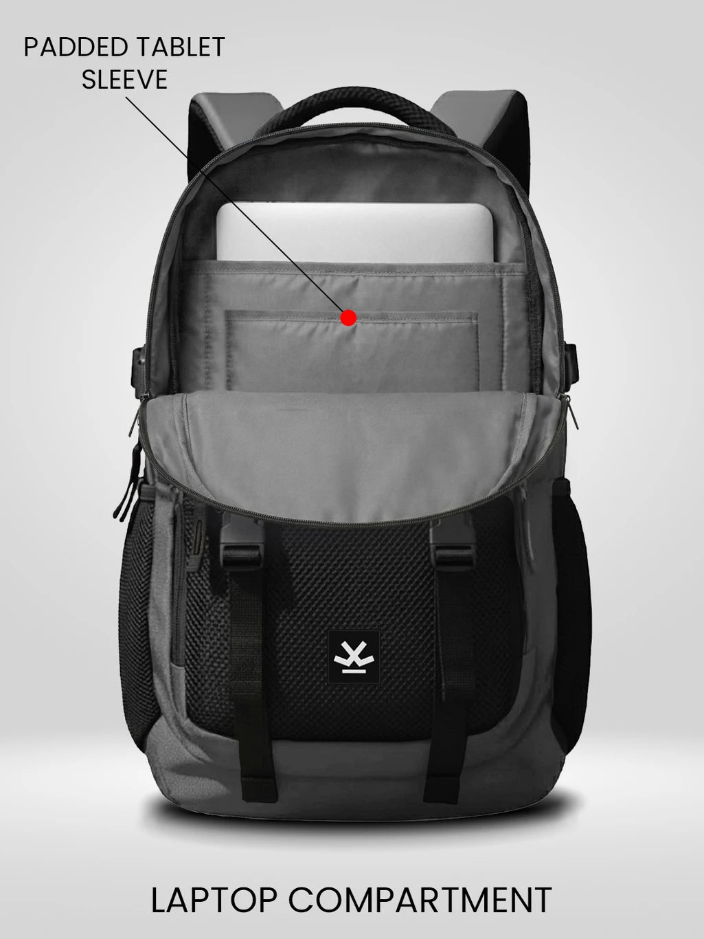 WROGN Large 42 L Laptop Backpack Unisex Ashper 2.0 with USB Port, Rain Cover and Reflective Strip (Grey, Black)
