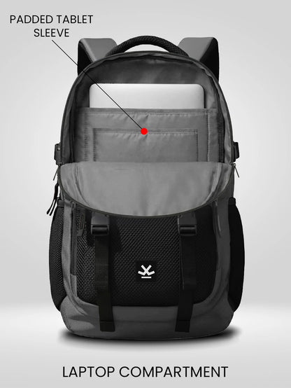 WROGN Large 42 L Laptop Backpack Unisex Ashper 2.0 with USB Port, Rain Cover and Reflective Strip (Grey, Black)