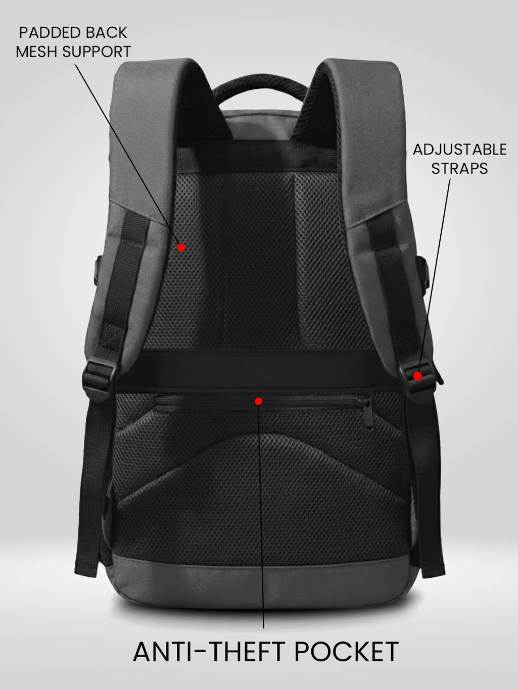 WROGN Large 42 L Laptop Backpack Unisex Ashper 2.0 with USB Port, Rain Cover and Reflective Strip (Grey, Black)