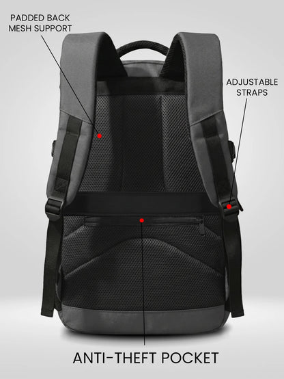 WROGN Large 42 L Laptop Backpack Unisex Ashper 2.0 with USB Port, Rain Cover and Reflective Strip (Grey, Black)