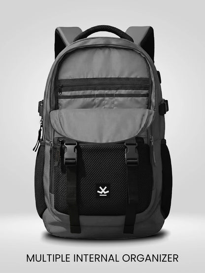 WROGN Large 42 L Laptop Backpack Unisex Ashper 2.0 with USB Port, Rain Cover and Reflective Strip (Grey, Black)