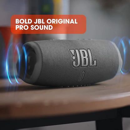 JBL Charge 5, Wireless Portable Bluetooth Speaker Pro Sound, 20 Hrs Playtime, Powerful Bass Radiators, Built-in 7500mAh Powerbank, PartyBoost, IP67 Water & Dustproof (Without Mic, Black) Visit the JBL Store