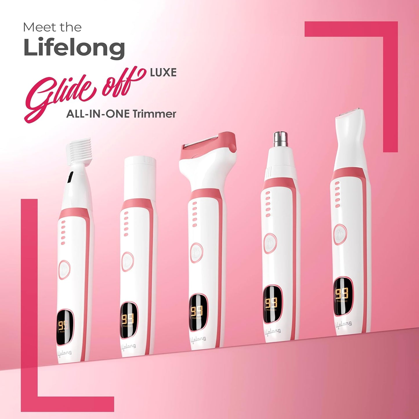 Lifelong LLPCW113 Trimmer for Woman | Eyebrow, Face Hair Remover | Women Bikini Hair Removal Machine | 6-in-1 Sensitive Facial Hair, Full Body, Private Part Intimate Ladies Shaver | All in One Electric Razor