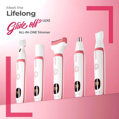 Lifelong LLPCW113 Trimmer for Woman | Eyebrow, Face Hair Remover | Women Bikini Hair Removal Machine | 6-in-1 Sensitive Facial Hair, Full Body, Private Part Intimate Ladies Shaver | All in One Electric Razor