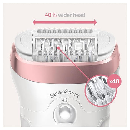 Braun Silk-epil 9 9-720, Epilator for women,Women Shaver & Trimmer, Cordless Wet & Dry Epilation for long lasting hair removal & smooth skin with Sensosmart technology, Less Pain, Waterproof