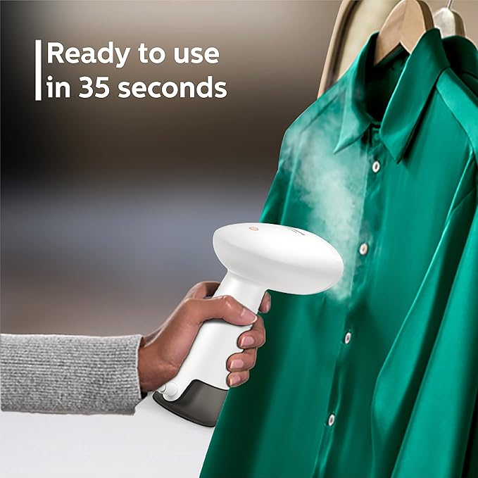 PHILIPS Handheld Garment Steamer STH1010/10 - Compact, Convenient Vertical Steaming, 900 Watt Quick Heat Up, Kills 99.9%* Bacteria