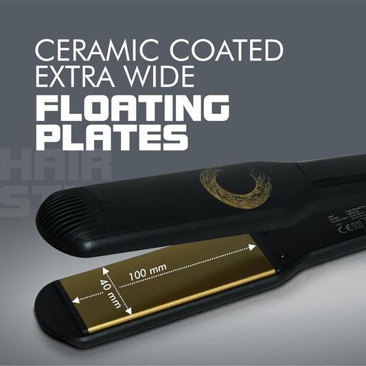 Havells HS4122 Keratin Wide Plate Hair Straightener with Digital Display & Adjustable Temperature; Heats Up Fast; For all hair types; Worldwide voltage compatible (Black)