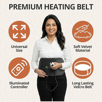 Premium Orthopaedic BLACK OLIVE® Electric Heating Belt for Back Pain + Period Cramps Relief | LARGE SIZE | Pain Relief Heating Belt with Temperature Controller for Lower Back, Knee, Shoulder, Cramps, and Neck Pain Relief | Velvet Black