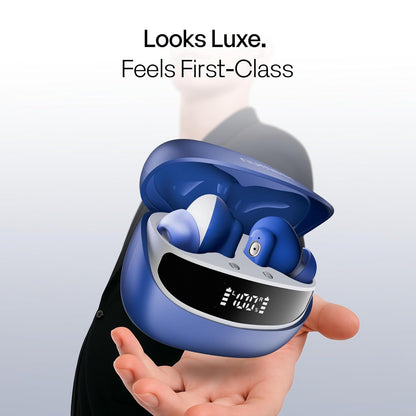 Number Navo Buds Z1 TWS Earbuds | 72H Playtime | Digital Display Case | Quad-Mic ENC | Dual Pairing | Hi-Bass 13mm Drivers | Quick Charge | 35ms Low Latency | IPX5 | Touch Controls | (Winter Blue)