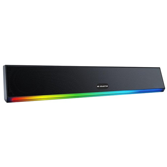 E GATE C222 | 24W Soundbar Bluetooth Speaker, Dual Drivers + Dual Passive Radiators for 2X Bass, Ambient RGB Light, Upto 24 Hrs* Backup Call Function, TWS, AUX, USB, mSD and FM - eGate Sound bar