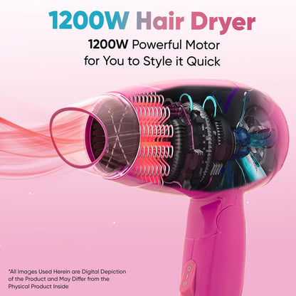 VEGA Blow Pro 2200-2400 Watts Hair Dryer With Comb,Concentrator&Diffuser Nozzles,2 Speed&4 Heat Settings,With Cool Shot,Cut-Off,Hair Dryer&Blow Dryer For Men&Women,1 Year Warranty (VHDP-05),Black