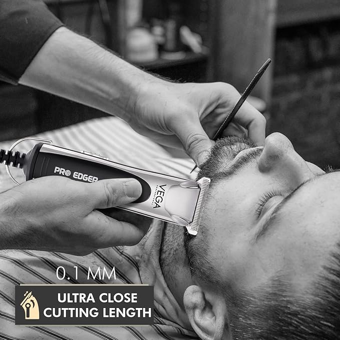 VEGA PROFESSIONAL Men Pro Edger Hair Trimmer For Salon With 6500 Rpm High Speed Rotary Motor, Detachable Stainless Steel T-Wide Blade, 0.1Mm Ultra Close Cutting Length, (Vpvht-02)