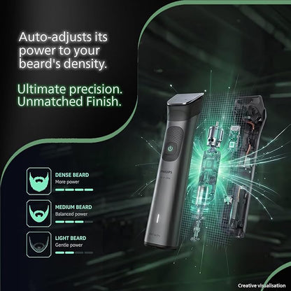 Philips India's No.1 Men's Trimmer* | Ultimate Precision | BeardSense Technology- Scans 125x/sec, adapts to density | All-in-One Full body Grooming Kit | 120min runtime | IPX7 | 5yr warranty* | MG7922