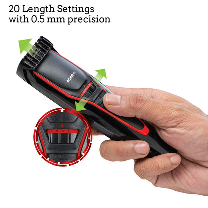 AGARO MT 6001 Beard Trimmer for Men, 90min Runtime, USB Charging, Fast Charge, 20 Length Setting, Rechargeable Battery