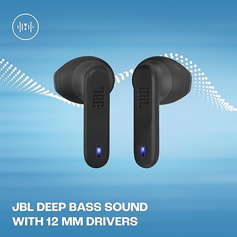 JBL Newly Launched Wave Flex in-Ear Wireless Earbuds TWS with Mic,App for Custom Extra Bass EQ, 32Hrs Battery, Quick Charge, IP54 Water & Dust Proof, Ambient Aware, Talk-Thru,Google FastPair (Black)