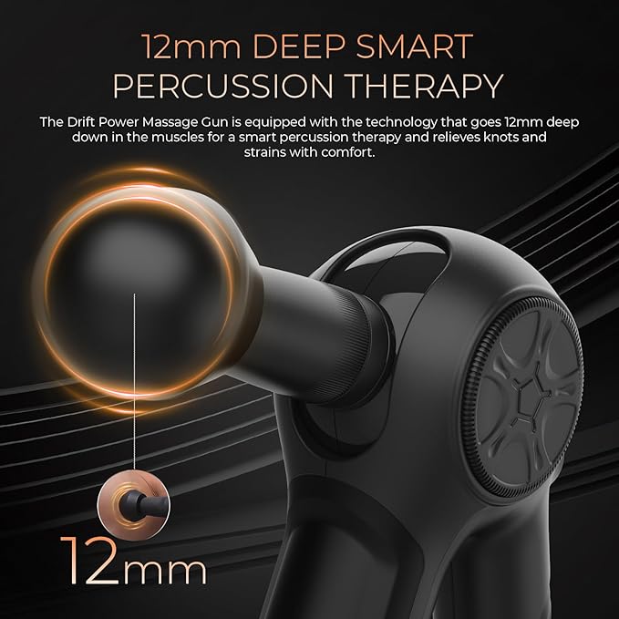 beatXP Drift Massage Gun | Body Massager with Box | Touch Display - Percussion Muscle Massage Gun for Full Body with 4 Attachments & Up to 1 Year Warranty Black
