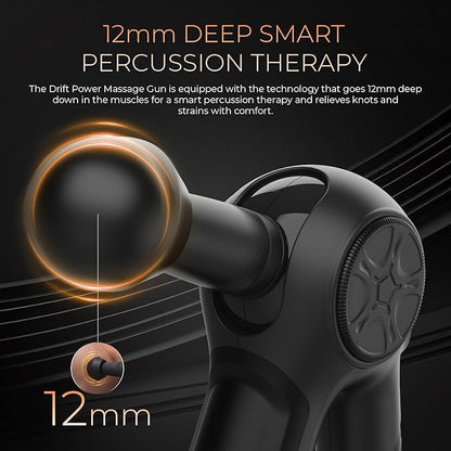beatXP Drift Massage Gun | Body Massager with Box | Touch Display - Percussion Muscle Massage Gun for Full Body with 4 Attachments & Up to 1 Year Warranty Black