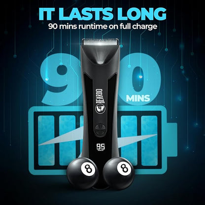 Beardo incrediBALL Trimmer for Men | Ball Trimmer for Men with Skin Safe Tech | No Nicks with Ceramic Blades | Shower friendly IPX5 Water resistant | LED display, LED torch, Dock | Use as per directions | Intimate grooming tool for private parts