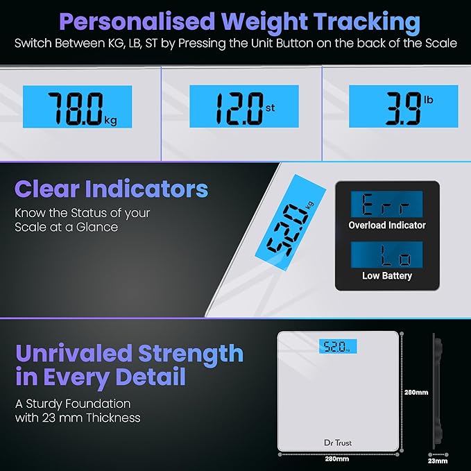 Dr Trust (USA) Elegance Personal Digital Electronic Body Weight Machine for Human Body 180kg Capacity Weighing Scale - 514 (Grey)