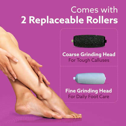 AGARO Electric Callus Remover with 2 Replaceable Heads – Rechargeable Foot Scrubber for Dead Skin & Cracked Heels Pedicure Machine with 120 Minutes Runtime CR1414