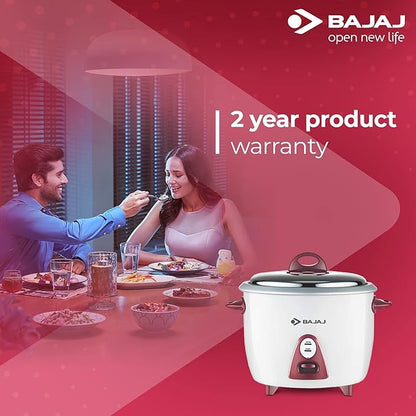 Bajaj Majesty New RCX 3 350-Watt Multifunction Rice Cooker (White/Pink)