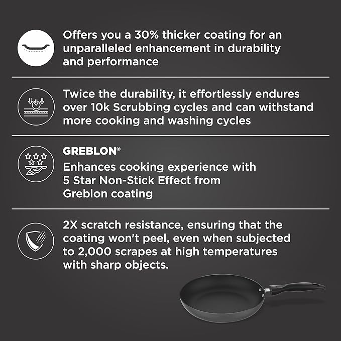 Preethi Daily Collection Non Stick Fry Pan 24 cm, 5 Star Non Stick Effect, Grey