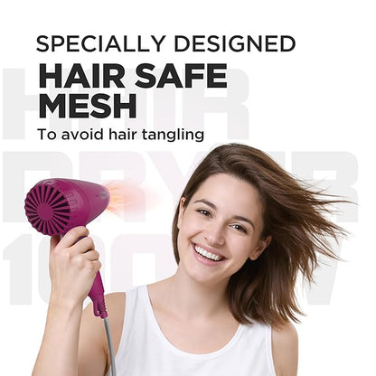 Havells 1000W Foldable Hair Dryer|Blow Dry for Men & Women|2 Temperature Settings|Travel Friendly|360° Radial Inlet| ThermoProtect Feature| HD1845