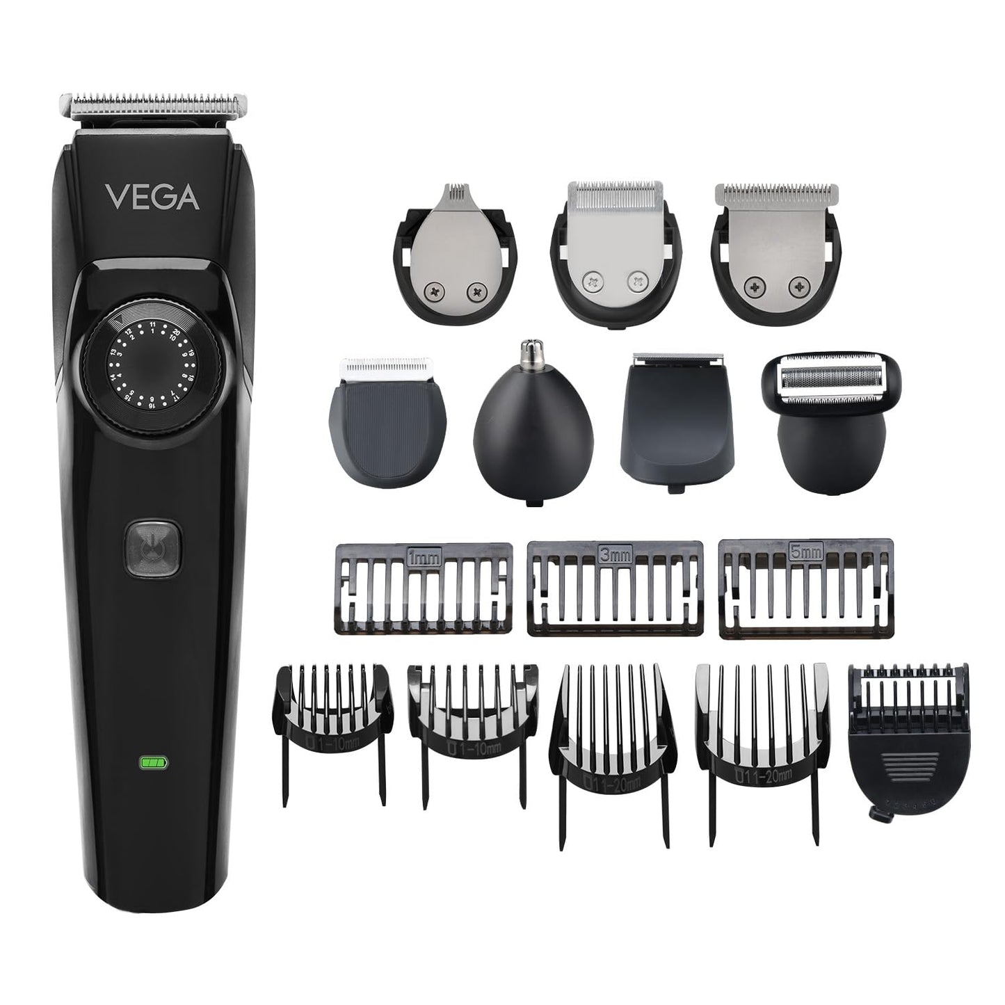 Vega OG 15 in 1 Trimmer for Men | Men Beard |All Rounder Grooming Set with 3 Hrs Non-Stop Runtime | for Body, Man- Face, Nose & Private Parts | USB Type C, 2 Year Warranty, (VHTH-37)