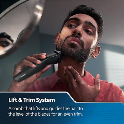 Roll over image to zoom in Philips Pro Beard Trimmer and Styler| Titanium blades| 2.5x higher precision| Beard Sense tech|5 mins quick charge| 20 length settings| 6X longer battery life| New Model - BT3441/30