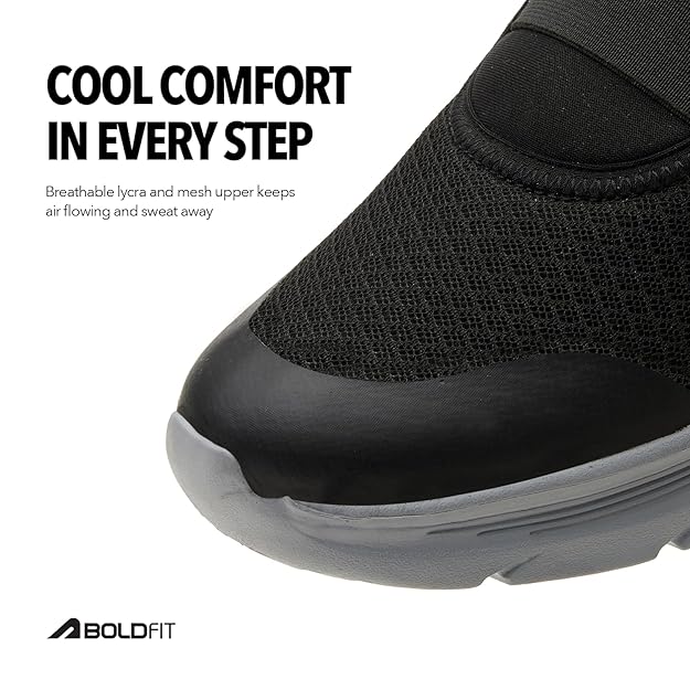 Boldfit UrbanX Walking Shoes for Men Slip On Cushion Without Laces Jogging Regular Wear
