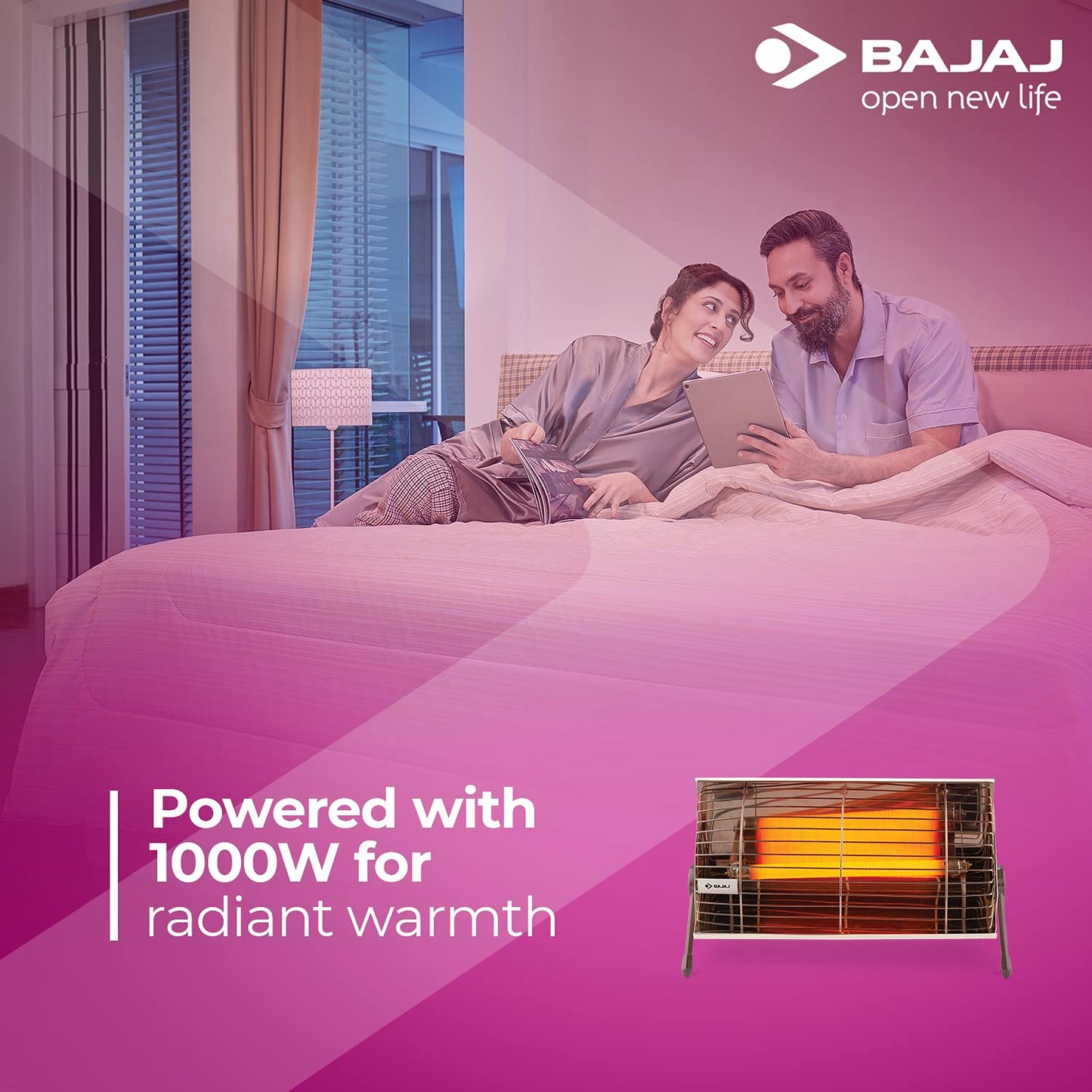 Bajaj Minor 1000 Watts Radiant Room Heater | ISI Approved | Radiant Warmth | Convenient & Elegant | Reliable & Safe | 2 Yr Warranty