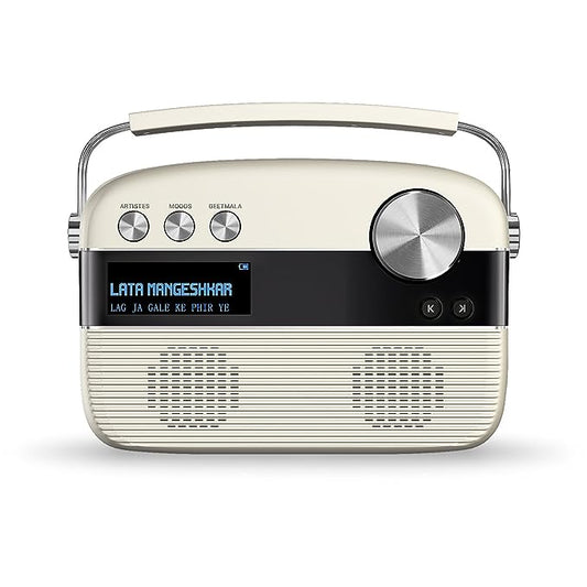 Saregama Carvaan Hindi - Portable Music Player with 5000 Preloaded Songs, FM/BT/AUX (Porcelain White)