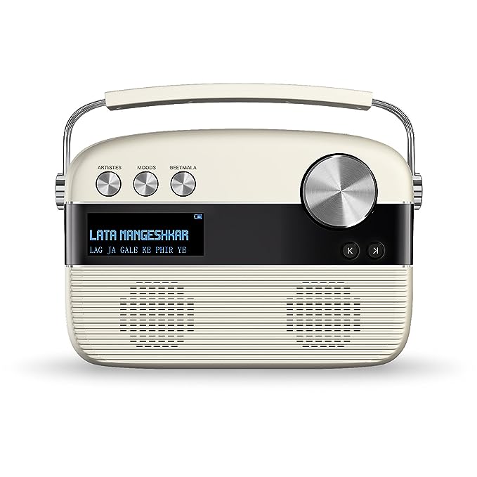 saregama Carvaan Hindi - Portable Music Player with 5000 Preloaded Songs, FM/BT/AUX (Porcelain White)