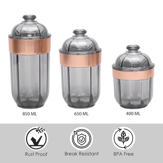Jaypee Plus Delicia Trio Plastic Dry Fruit Storage Container Set of 3 Pcs | BPA & Rust Free Airtight Jars | Durable & Break Resistant (850ml, 650 ml & 400 ml)