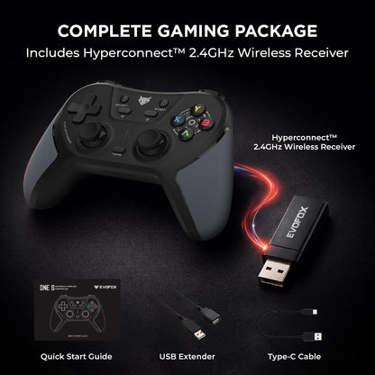 EVOFOX One S Universal 3-Mode Wireless & Wired Bluetooth Gamepad (Black, For PC, iOS, Android, PS3, PS4, Switch)