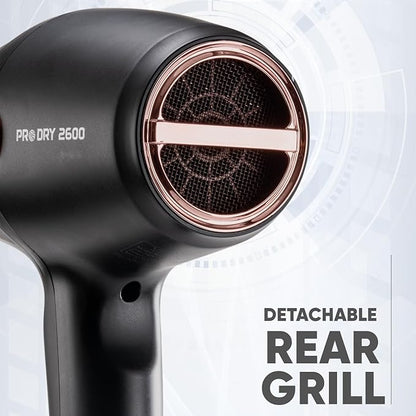 VEGA PROFESSIONAL Pro Dry 2600W Hair Dryer for Women & Men, Professional Blow Dryer with Combination of 4 Heat & 2 Speed Settings, Cool Shot Button & 16 Amp Plug, Salon Hair Styling at Home (VPPHD-11)